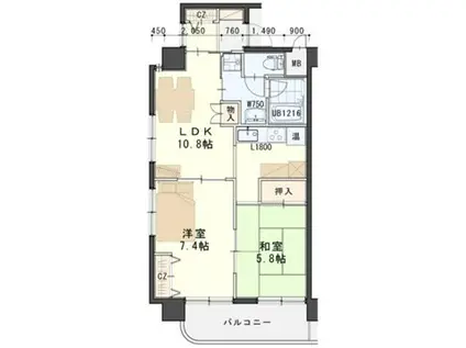 SENDAI忠怒館(2LDK/7階)の間取り写真