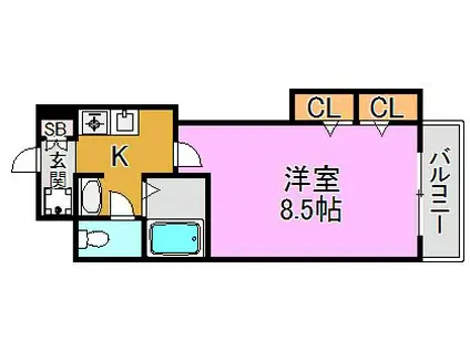 Mプラザ高井田(1K/3階)の間取り写真