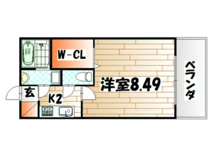 グランドゥール高峰(1K/2階)の間取り写真