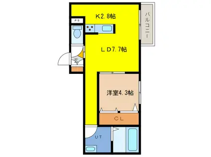 CASA DEL SOL(1LDK/2階)の間取り写真