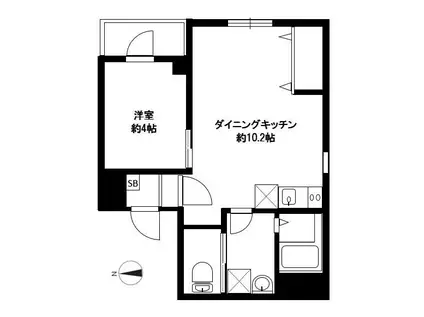 ランドブルー(1LDK/3階)の間取り写真