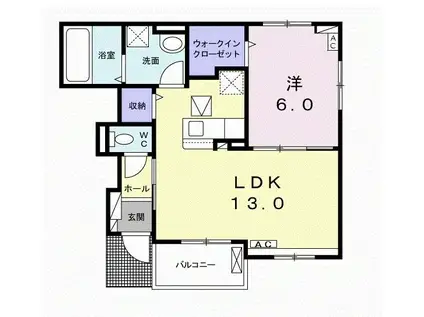 サンヒルズ高雄 北棟(1LDK/1階)の間取り写真