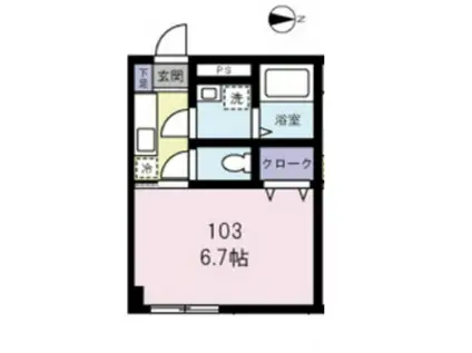 グランバリエ・II(1K/1階)の間取り写真