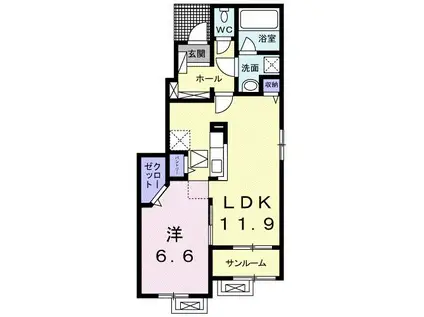 DK A&K II(1LDK/1階)の間取り写真