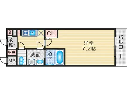 グランパシフィック庄内(1K/7階)の間取り写真