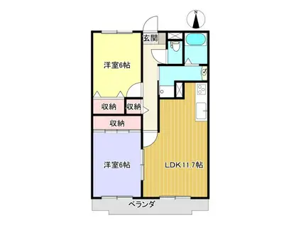 岐阜市 中西郷 (2LDK/2階)の間取り写真