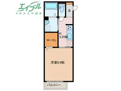 ムーンライト(1K/1階)の間取り写真