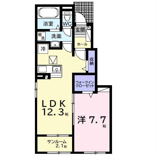 ジリータC(1LDK/1階)の間取り写真