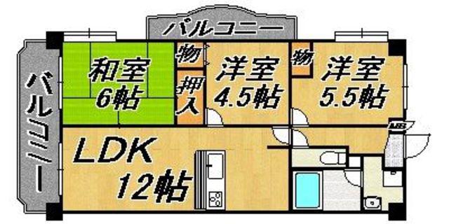 エミネント西新(3LDK/4階)の間取り写真
