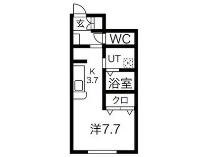 ドルーク(ワンルーム/1階)の間取り写真