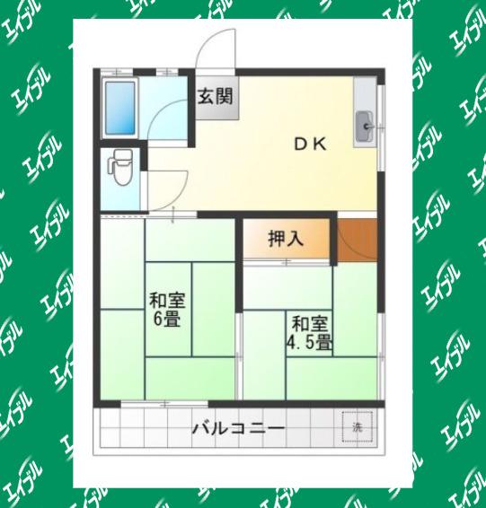 山喜多コーポ(2DK/1階)の間取り写真
