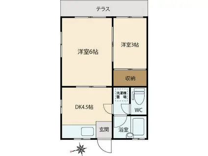 コーポ小川(2DK/1階)の間取り写真