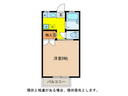 上松ハウスB(1K/2階)の間取り写真