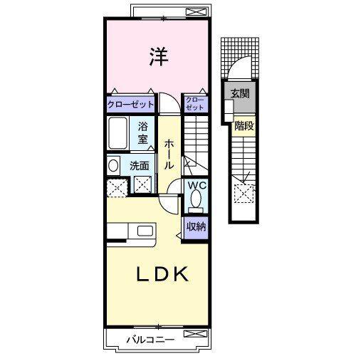 トレポンテI(1LDK/2階)の間取り写真