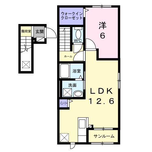 ヴァーチュ葵(1LDK/2階)の間取り写真