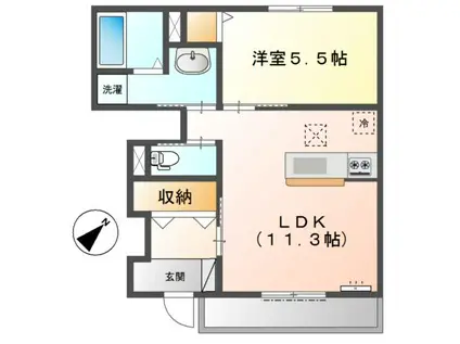 サンコート北在家(1LDK/1階)の間取り写真