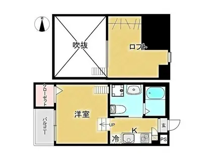 フェリオ平安通(1K/1階)の間取り写真