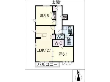 アンソレイエ(2LDK/1階)の間取り写真