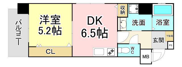 シンフォニー祇園(1DK/4階)の間取り写真