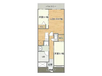 コンダクトレジデンスJINNYAMA(2LDK/3階)の間取り写真