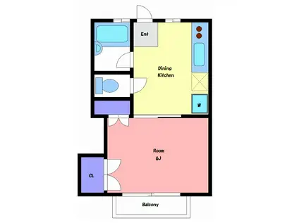 Kグレイン(1DK/1階)の間取り写真