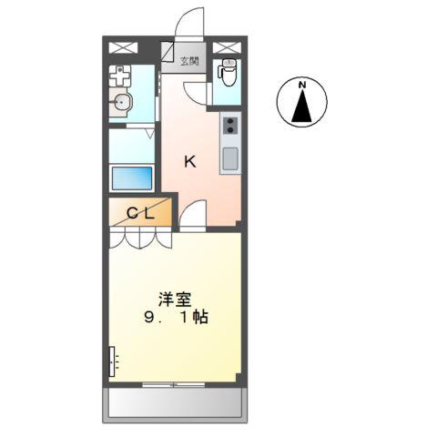 エルヴェ東小向I(1K/2階)の間取り写真