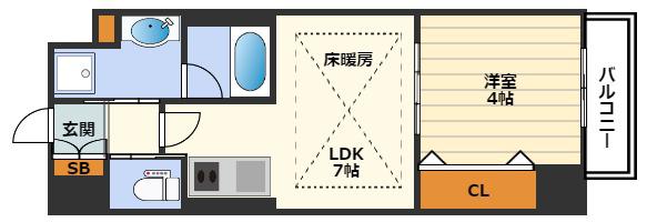 SK大阪天満宮プライマリーワン(1DK/7階)の間取り写真