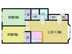 ハーベストアオキ(2LDK/3階)の間取り写真