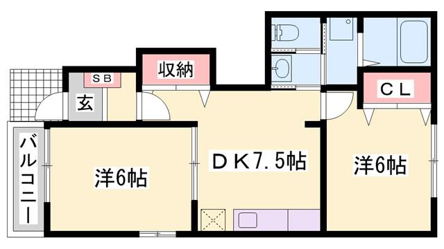 メゾン ド セゾンA(2DK/1階)の間取り写真