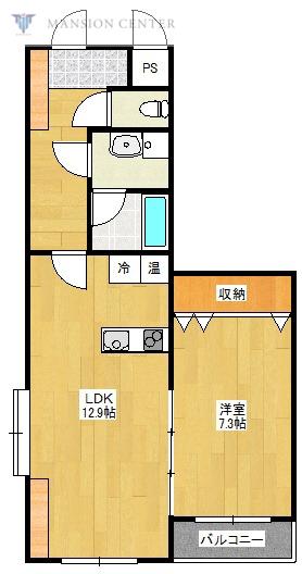 ホポロ大形本町(1LDK/3階)の間取り写真