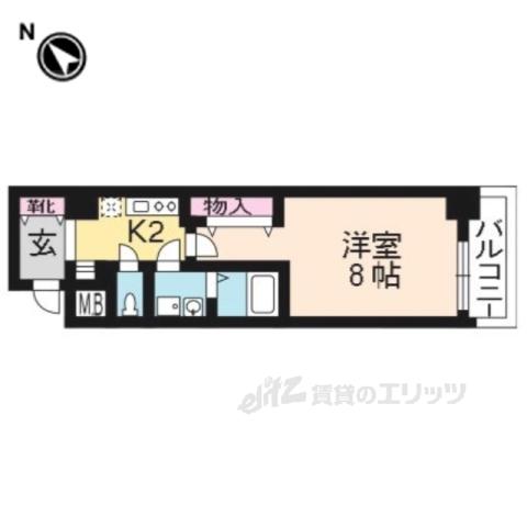 インベスト京都修学院(1K/4階)の間取り写真