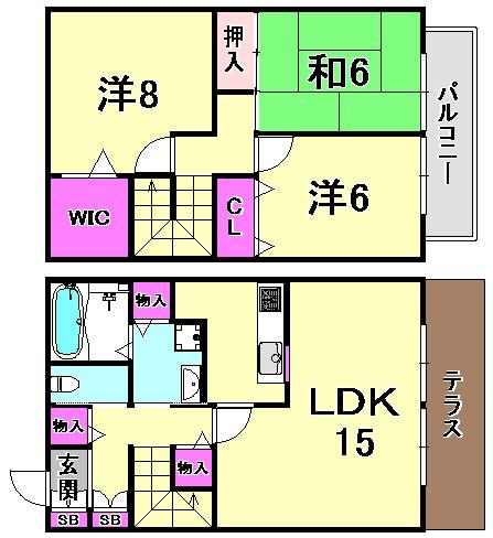 マノワール薬師(3LDK/1階)の間取り写真