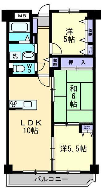 プロスパー三条(3LDK/7階)の間取り写真