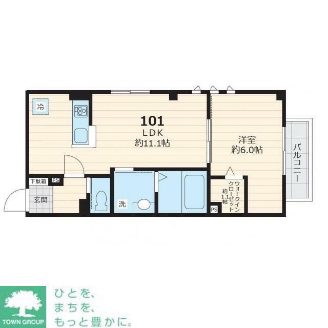プリマヴェーラ代沢(1LDK/1階)の間取り写真