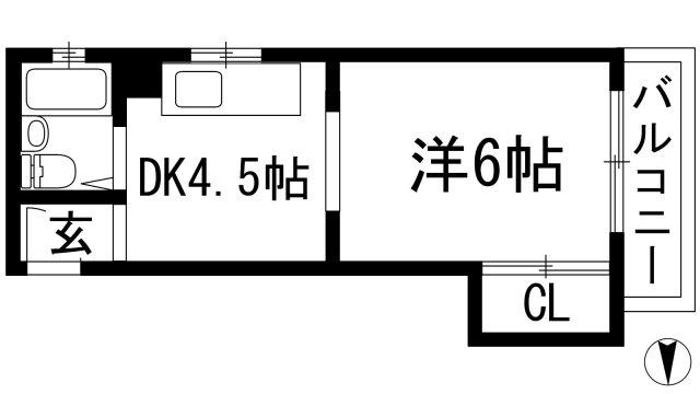 フェリシエ池田(1DK/5階)の間取り写真