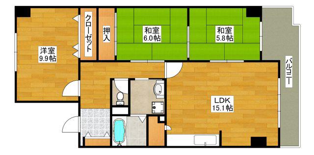 ルノーブル(3LDK/8階)の間取り写真