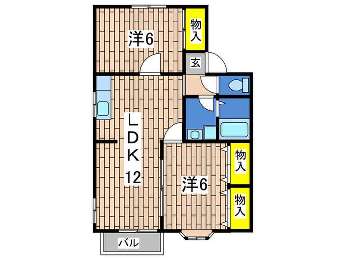 サンイーストD(2LDK/2階)の間取り写真