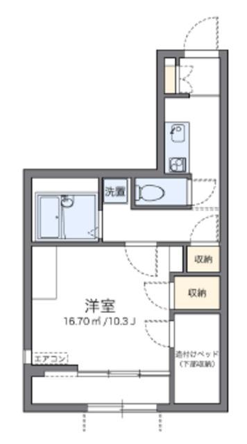 レオパレスヴィラ ノーバII(1K/1階)の間取り写真