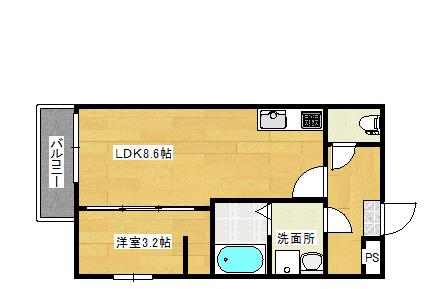 フリートフォルヴィラ古江新町A(1LDK/1階)の間取り写真