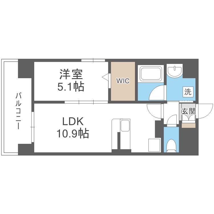 アストラルグラミ阿倍野(1LDK/5階)の間取り写真