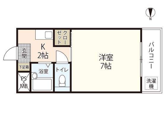 T.R.M.マンション(1K/2階)の間取り写真