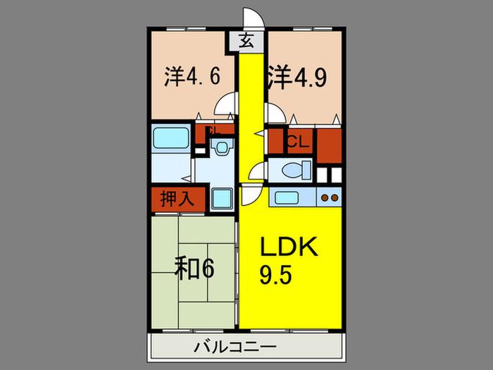 ストークコート(3LDK/5階)の間取り写真