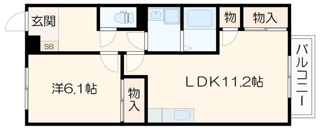 GRANDPURE(1LDK/2階)の間取り写真