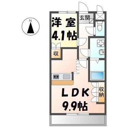 メゾン デ ファミーユ K(1LDK/1階)の間取り写真