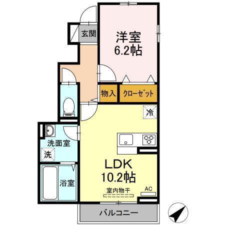 フレンズII(1LDK/1階)の間取り写真