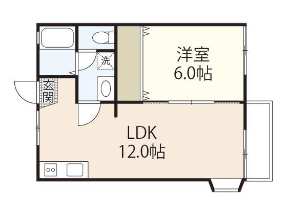 湯浅コーポA(1LDK/2階)の間取り写真