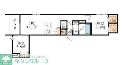 SUN VILLAGE(2LDK/1階)の間取り写真