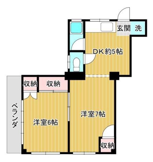 中央ビル(2DK/3階)の間取り写真