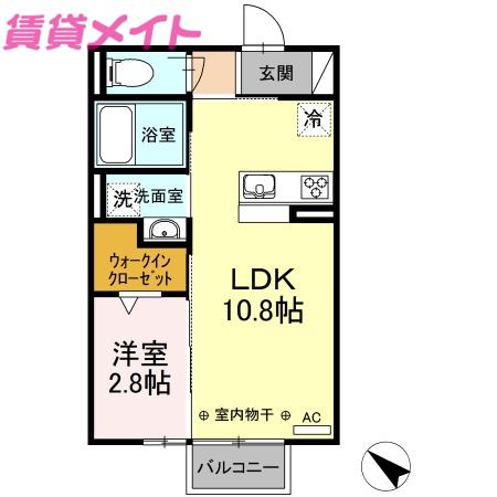 パプリカ(1LDK/2階)の間取り写真