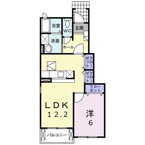 ベルフィオーレ II(1LDK/1階)の間取り写真
